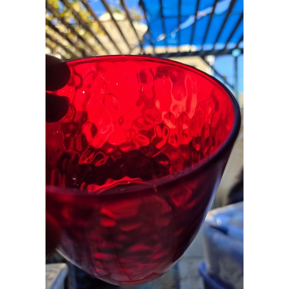 Ruby Red Tumblers Set Of 6 Waved Rib Pattern Unmarked - Picture 9 of 12